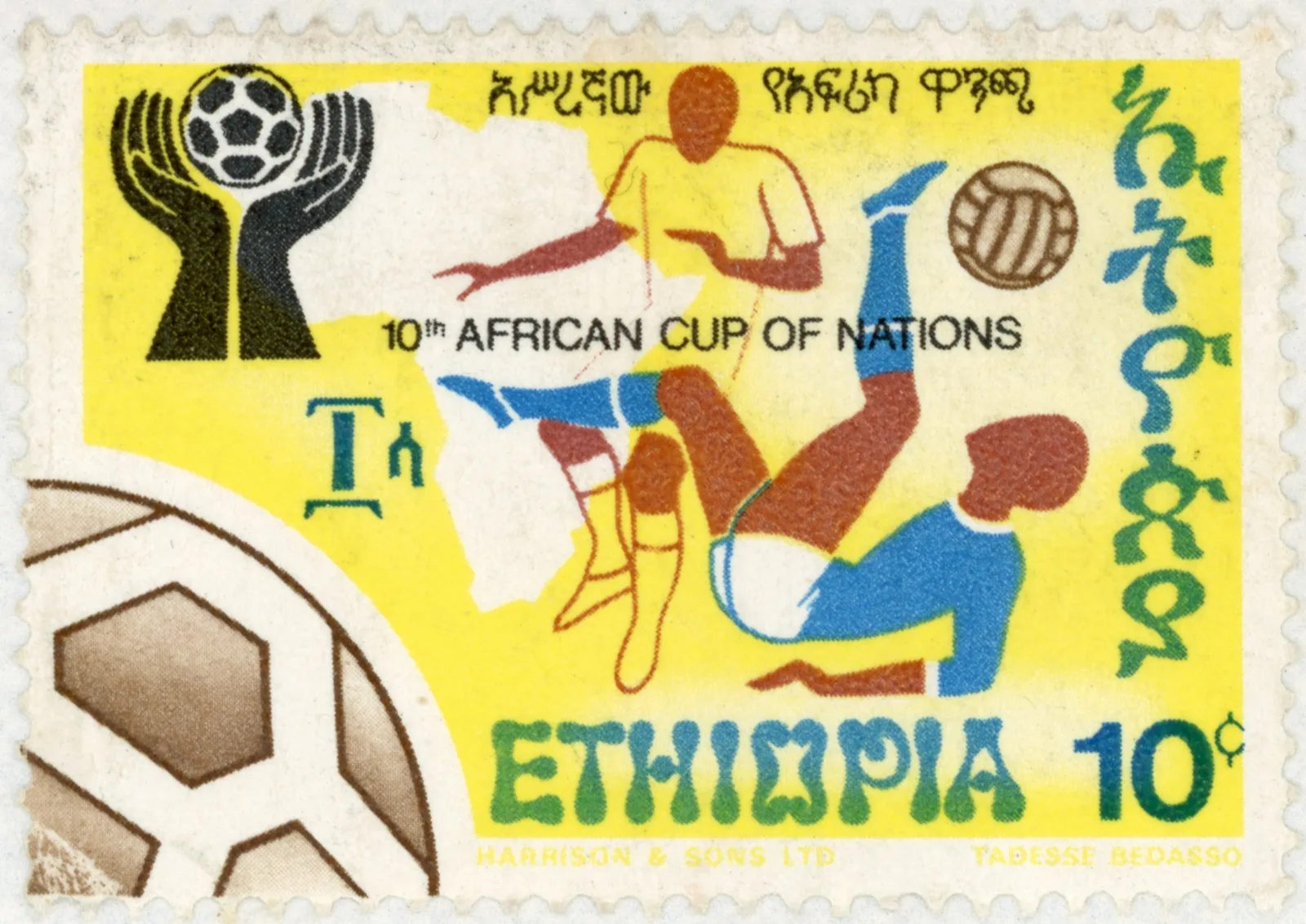 10th African Cup of Nations · Ethiopia 1976 · postage stamp, designed by Tadesse Bedasso