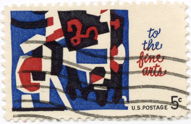 To the Fine Arts · United States 1964 · postage stamp, designed by Stuart Davis