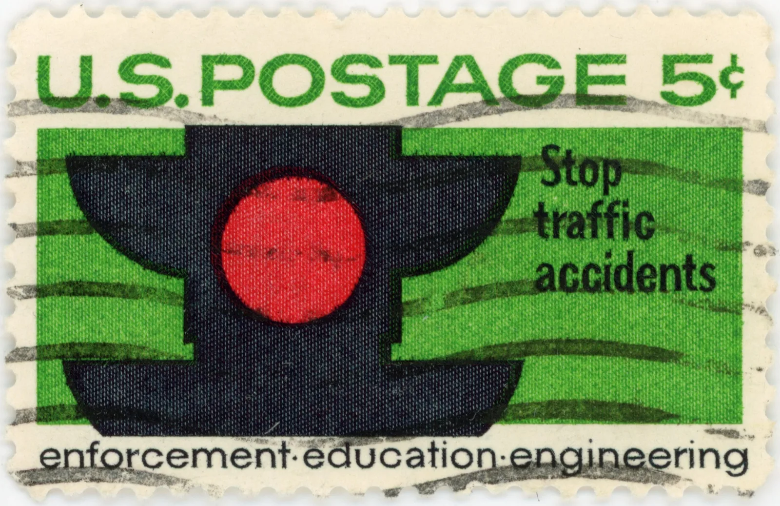 Stop Traffic Accidents · United States 1965 · postage stamp, designed by Richard Hurd