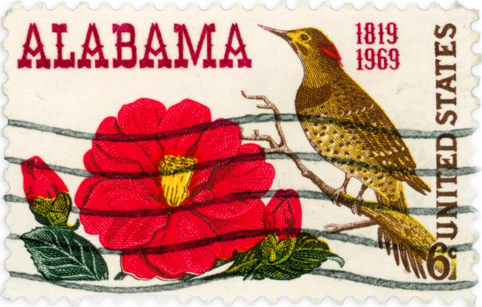 Alabama Statehood Bird and Flower · United States 1969 · postage stamp